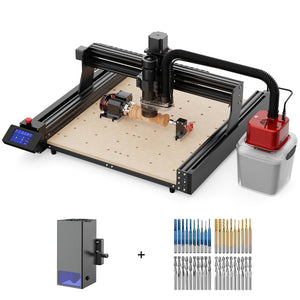 Twotrees TTC-450 CNC Router Machine + 20W Laser Module + 500W Motor + 4th Axis Module + Vacuum Cleaner  +Ends Mills